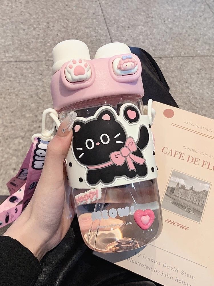 儿童水杯tritan学生上学专用吸管杯防摔双饮水壶