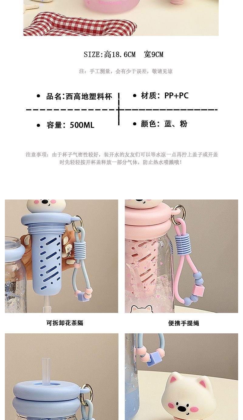 tritan女生塑料杯2026新款高颜值学生耐高温材质