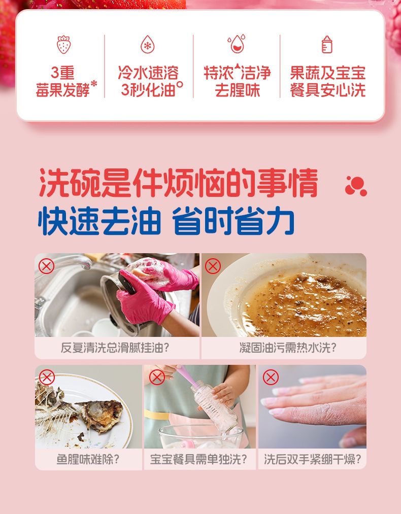 (立白洗洁精)天然莓果酵素果蔬净家用去农残除腥味快洗宿舍必备1kg*1瓶