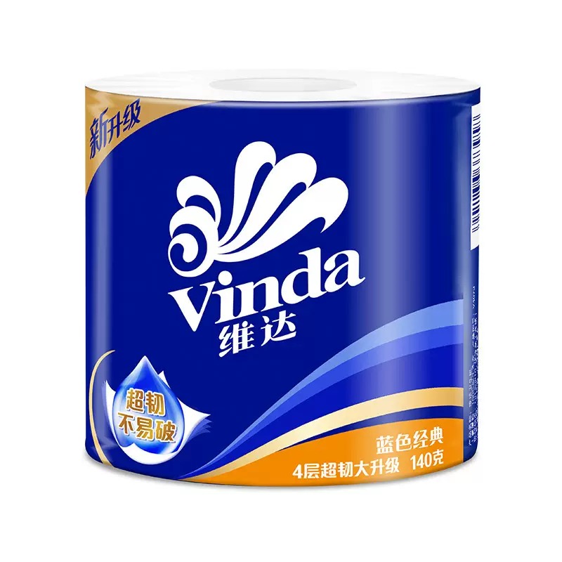 维达卷纸蓝色经典4层140g有芯卫生纸家用实惠装卷筒纸纸巾【140g/卷*10卷 1提】